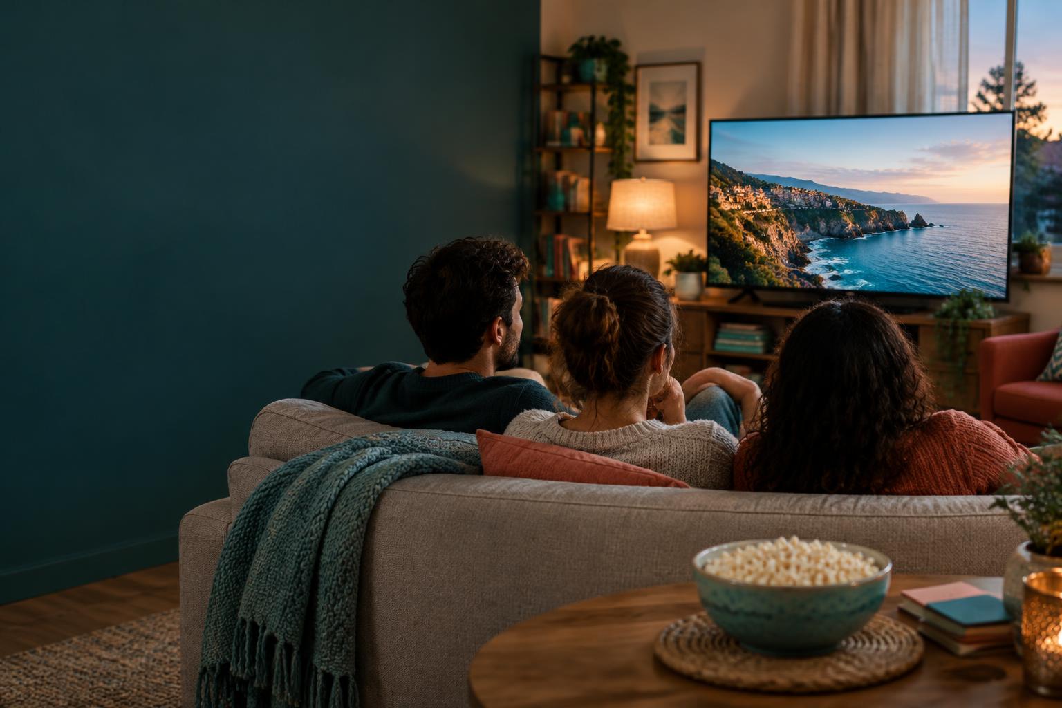 Freunde genießen gemeinsam einen Filmabend